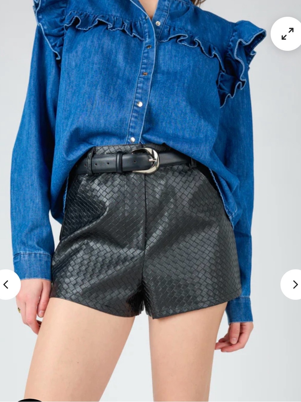 Vestique Women's Blair Shorts Basket Weave Vegan Leather Black Size Medium
